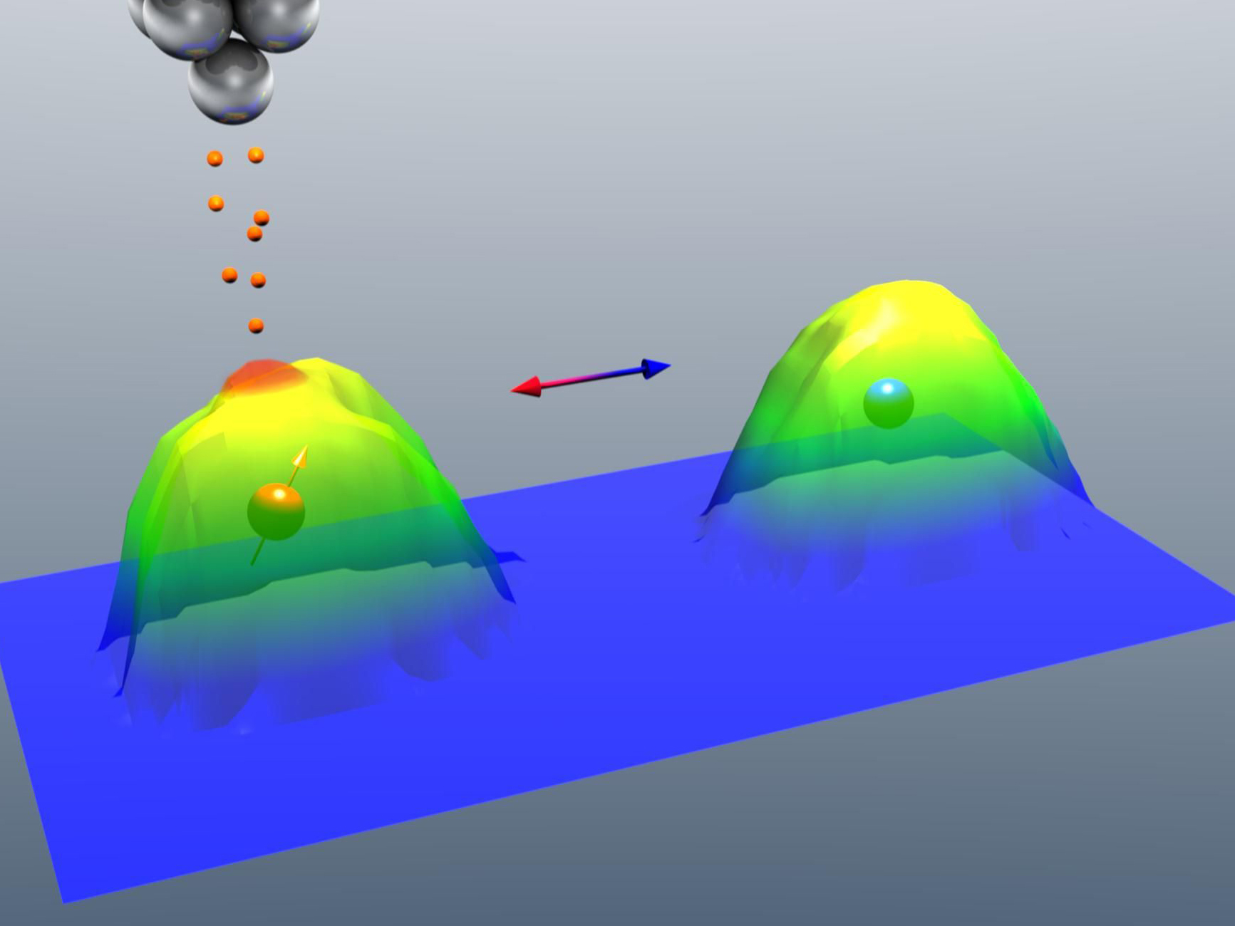 Using a scanning tunneling microscope tip, defined electricity pulses were applied to the molecule, which switches between different magnetic states. (photo: CFN/KIT)