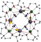 Experimentell bestimmte Struktur eines Übergangsmetallclusters auf der Basis der Elemente Chrom (Cr) und Dysprosium (Dy). 